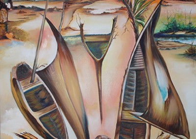 Sail Boats and Woman, Oil/canvas 48″ x 38″