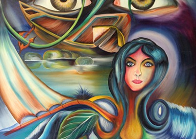 Rafter Woman seen by night eyes Oil/canvas 31″ x 40″