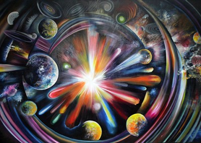 The big bang. Oil/canvas 68” x 50”