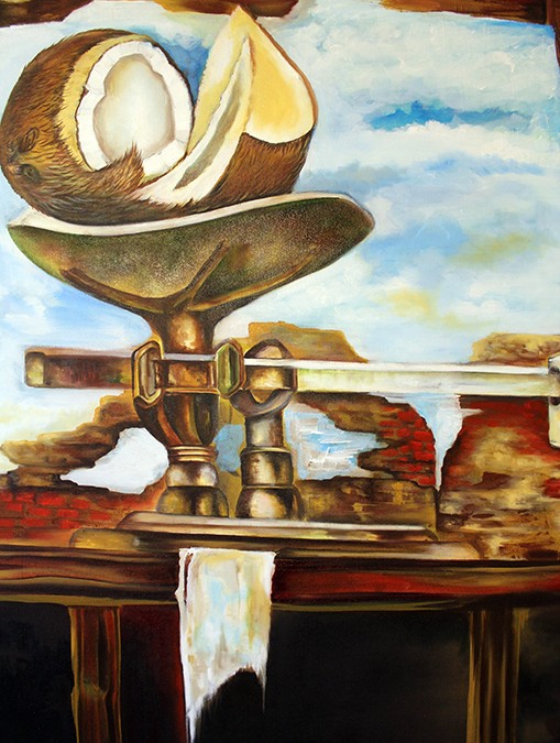 Coconut by the pound. Oil/canvas 40” x 46”