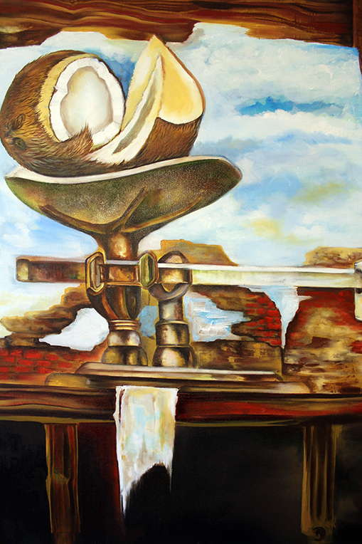 Coconut by the pound. Oil/canvas 40” x 46”